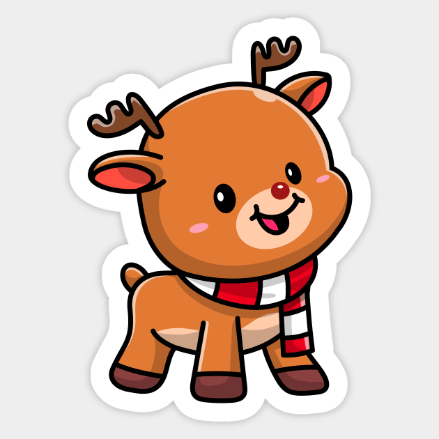 Cute Baby Deer Moose Cartoon Vector Icon Illustration Sticker by Catalyst Labs